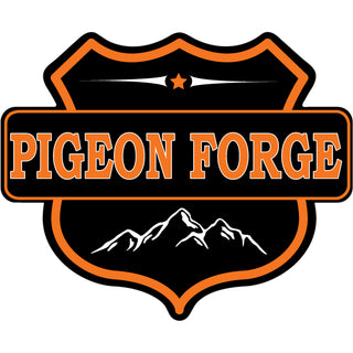 Pigeon Forge   Black & Orange Mountain Shield Sticker