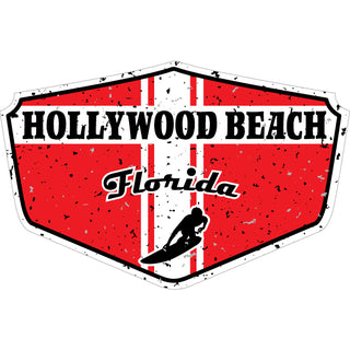 OK4 Hollywood Beach FL Red Distressed Shield mini Sticker
