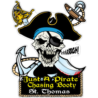 St. Thomas   Just a Pirate Chasing Booty Sticker