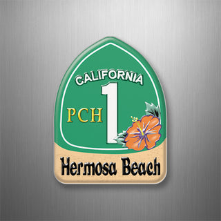 Hermosa Beach   PCH 1 Flower Sign 3D Magnet