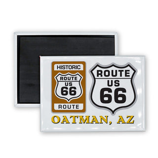Oatman  AZ Route 66 2Up Signs Rectangle Badge Magnet