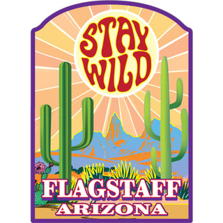 Flagstaff  Arizona   Stay Wild Sun Cactus Sticker