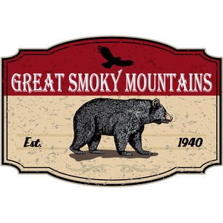 OK4 Great Smoky Mountains Wide Red Bear Sign Sticker