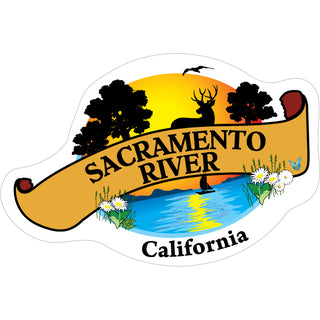 Sacramento River California Lake and Oak Trees Scroll Sticker