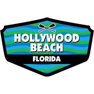 OK3 Hollywood Beach FL Blue Green Wavy Shield Sticker