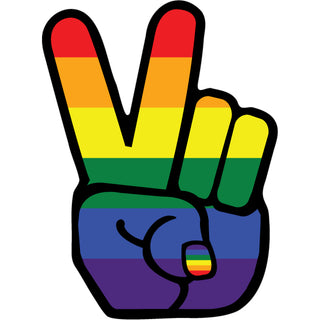 Novelty   Rainbow Peace Sign Fingers Sticker