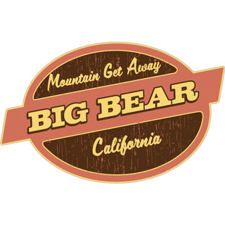 Big Bear  CA   Orange & Brown Oval Sticker