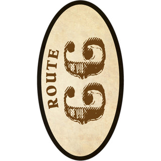 OK4 Route66 Oval With Western Font on Parchment Back Sticker