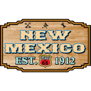 New Mexico Wood Sign Est 1912 Rte 66 Shield Sticker