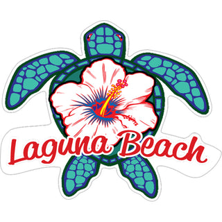 Laguna beach   Blue Turtle With White Flower Sticker