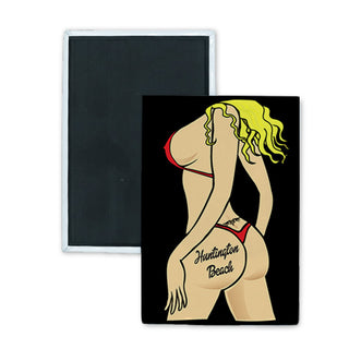 Huntington Beach  California Women s Backside Torso Vertical Rectangle Badge Magnet