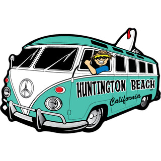 Huntington Beach CA Bus Corner View Surfboard Sticker