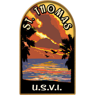 St. Thomas  U.S.V.I.   Retro Sunset Sticker