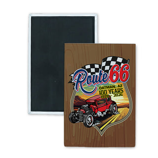 Oatman  AZ   Hot Rod Desert Scene Rectangle Badge Magnet