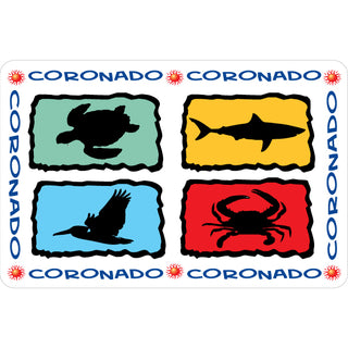 Coronado  CA Sea Animal Silhouettes (46205) Sticker