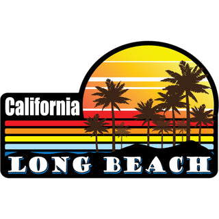 Long Beach  California   Colorful Palm Sunset Sticker