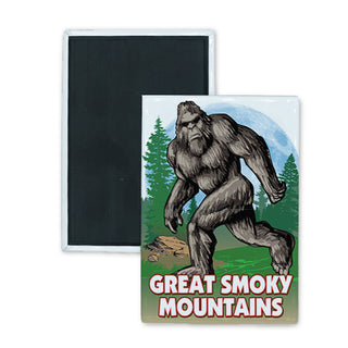 Great Smoky Mountains Bigfoot In The Woods Rectangle Badge Magnet