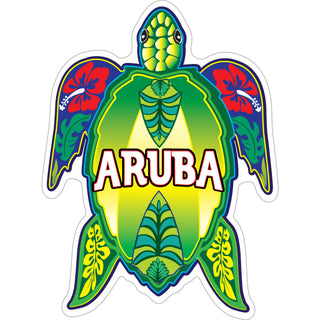 Aruba Green Floral Turtle Sticker