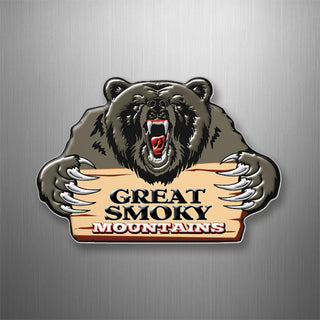 Great Smoky Mountains   Angry Black Bear Holding Sign 3D Magnet
