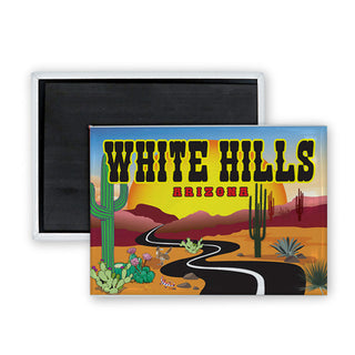 White Hills  AZ Desert Winding Road Rectangle Badge Magnet