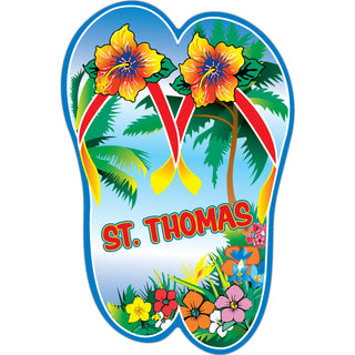 St Thomas   Flip Flops with Flowers Vertical Sticker