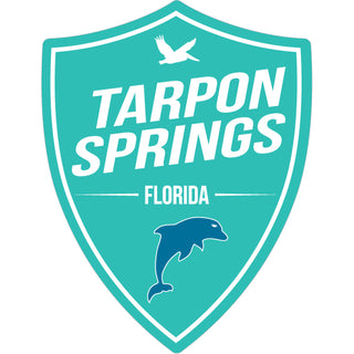 OK4 Tarpon Springs Florida Teal Shield with Dolphin Sticker