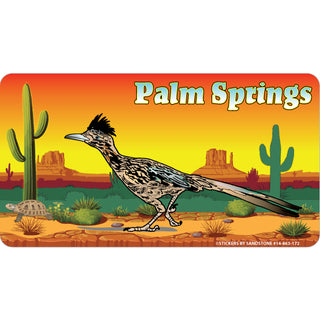 OK4 Palm Springs Roadrunner Desert Scene (00863) Sticker