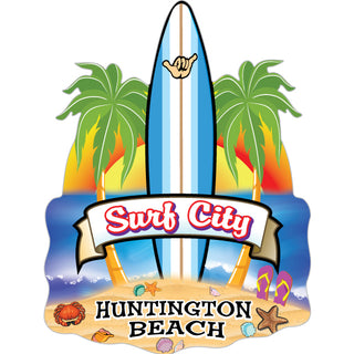 Huntington Beach   Long Board Beach Scene Sticker