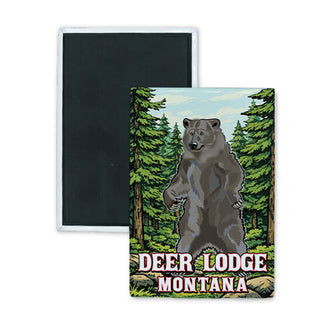 Deer Lodge  Montana   Bear Standing Rectangle Badge Magnet