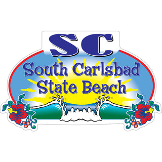 South Carlsbad State Beach Wave & Sun Oval Sticker