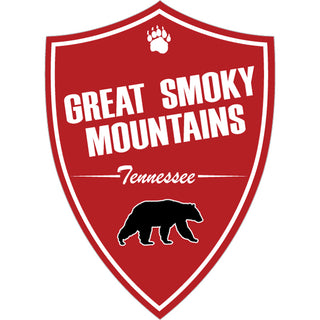 Great Smoky Mountains Red Vert Shield with Bear small (00263) Sticker