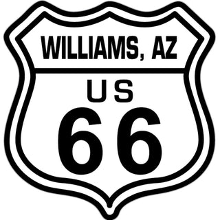 Williams Route 66 Shield Black and White Sticker
