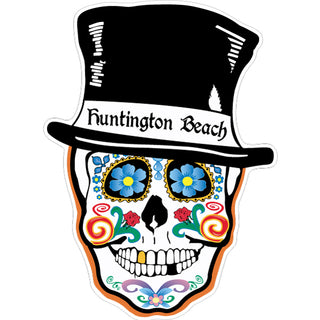 Huntington Beach   Top Hat Sugar Skull Sticker