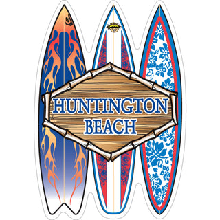 Huntington Beach   3 Surfboards Wood Sign Sticker