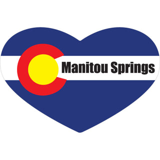 Manitou Springs on Colorado Flag Heart Shape Sticker