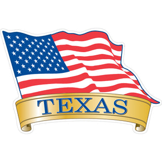 Texas   Waving American Flag Sticker