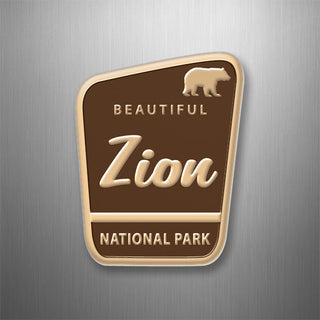 ZION TILTED BROWN BEAR SIGN 3D Magnet