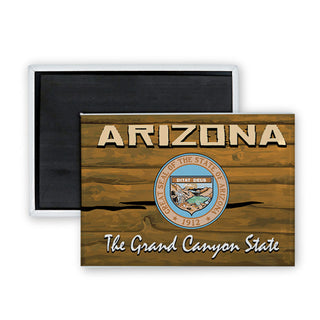 Arizona   Wood Boards Sign Rectangle Badge Magnet