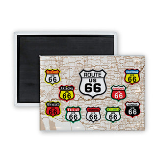 Route 66   Color Shields 10 Up Rectangle Badge Magnet