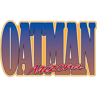 Oatman Arizona   Tall Letters Gold & Red Sticker