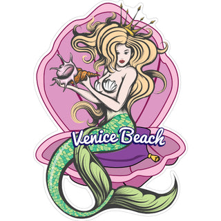 OK4 Venice Beach Mermaid Holding Shell in a Shell Sticker