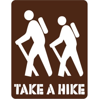 Take a Hike on Brown Sign with Hikers Sticker