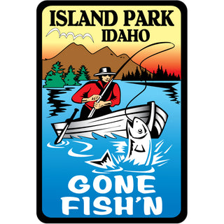 Island Park  Idaho   Vintage Gone Fishing Sticker