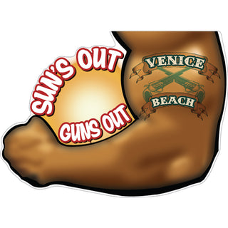 Venice Beach CA Suns Out Guns Out Sticker