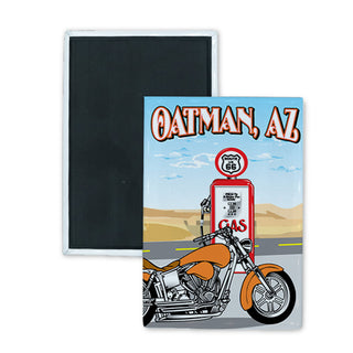 OATMAN MOTORCYCLE GAS PUMP ROUTE  66 Rectangle Badge Magnet