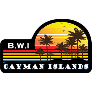 Cayman Islands B.W.I Colorful Palm Sunset Sticker