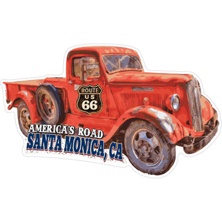 Route 66 Old Red Truck   Santa Monica  CA Route 66 Old Red Truc Sticker