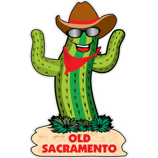 Old Sacramento Happy Cactus Guy Sticker