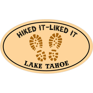 OK4 Lake Tahoe Hiked It Liked It Tan Oval Sticker