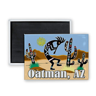 Oatman  AZ Kokopeli in the Desert Rectangle Badge Magnet